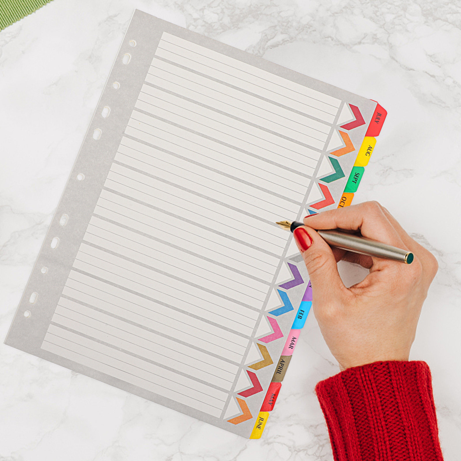 Tab Divider A4 - 12 ورقة فواصل فهرس قابلة للفصل