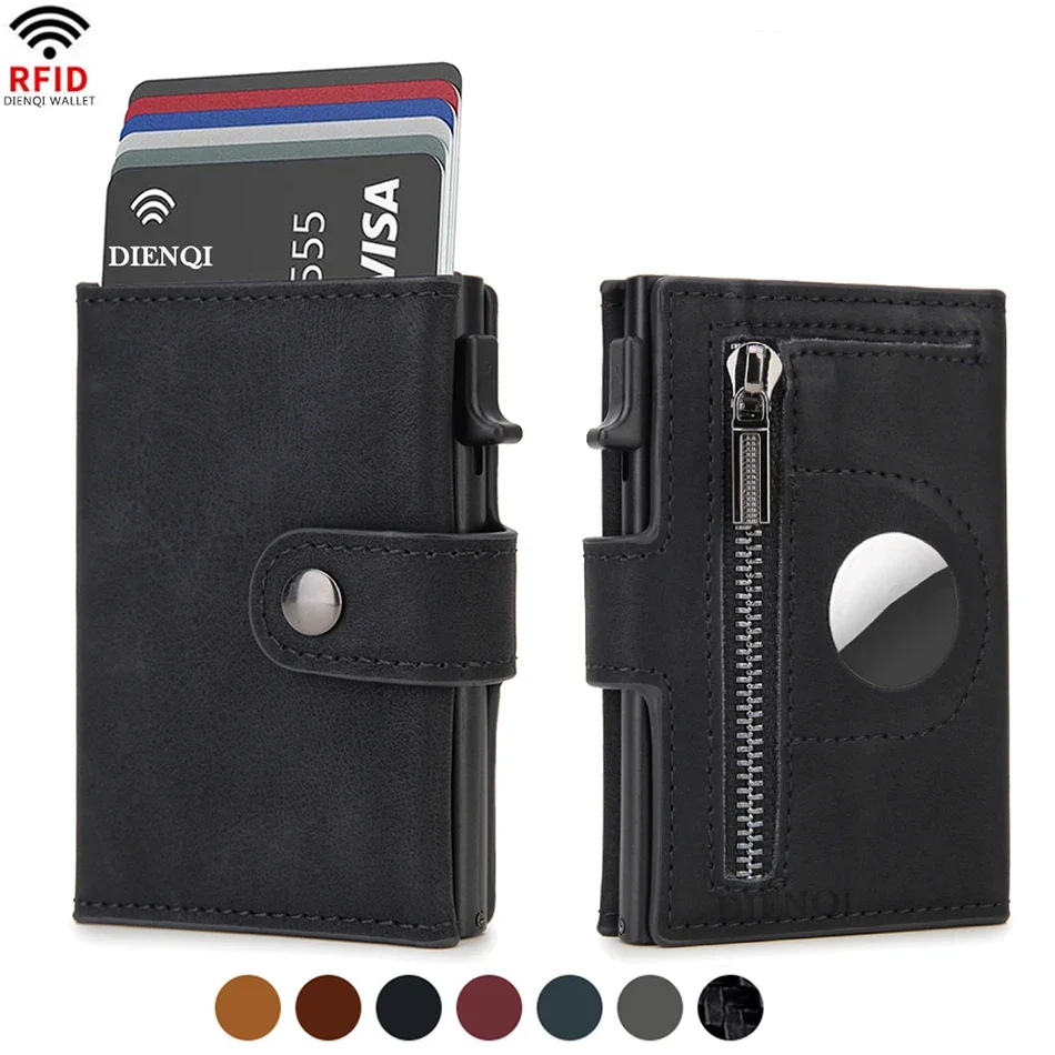 Index Card Holder - تتفاعل الجلود Airtag الرجال محافظ فاخرة