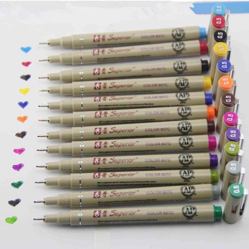 12 لونًا أقلام نقطة مسامية تصم - مراجعة Copic Marker Sketch وسعره