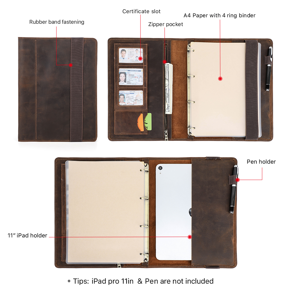 غطاء جلدي فاخر دفتر A4 ، محفظة - مراجعة Binder A4 Lever وسعره